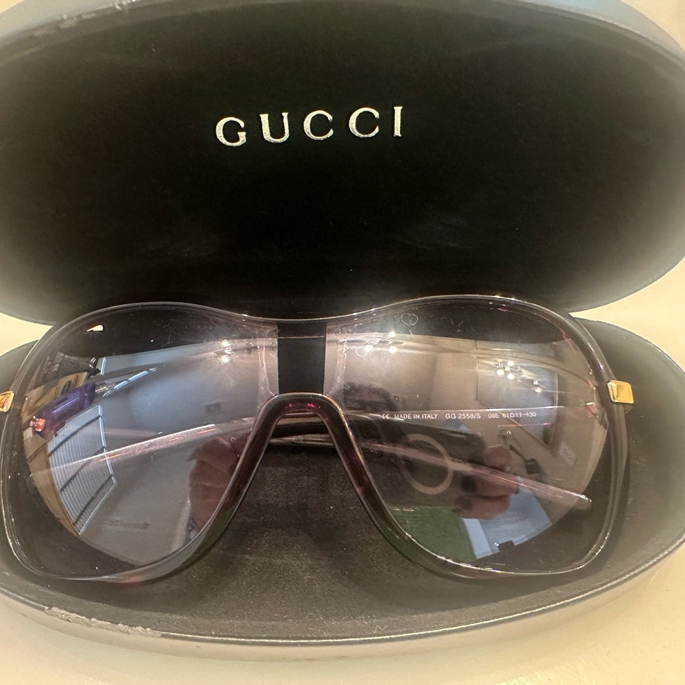 Gucci Gold and Black Oversized Sunglasses